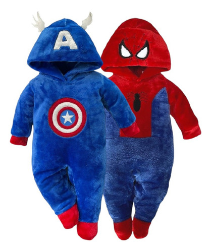 Pack X2 Mamelucos Bebés D769 Capitán América Y Spider Marvel