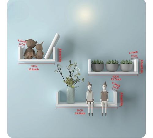 Set De 3 Repisas Flotantes De Pared Blanco