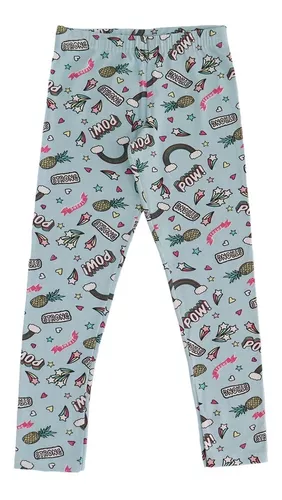 Calça Legging Infantil Menina Liso E Estampado Kit 5 Peças