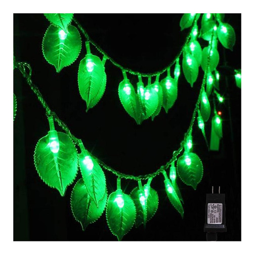 Dreamworth Enchufe En Las Luces De Cuerda De Hoja Verde, 33