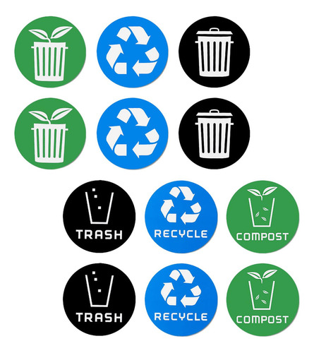 12 Uds. Pegatinas De Cubo De Basura, Pegatinas De