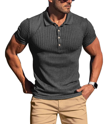 Camisas Polo Musculares Para Hombre, Manga Corta, Ajustadas