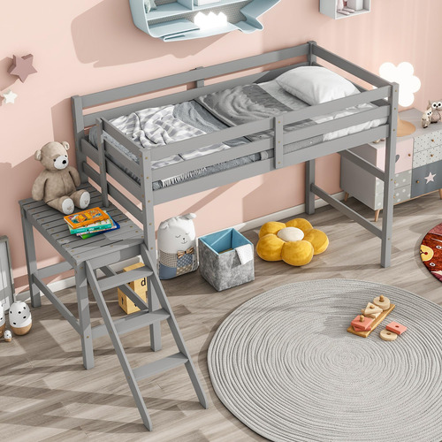 Rorigat Cama Baja Tipo Loft De Tamaño Individual Con Gris Nombre Del Diseño