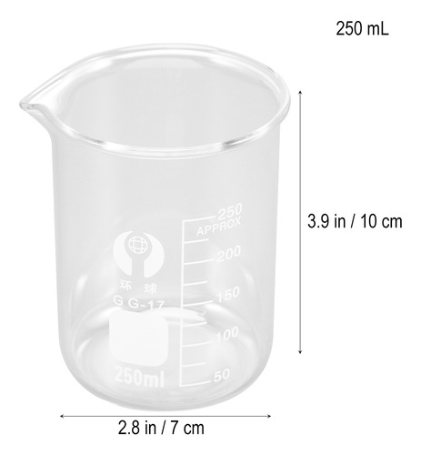 Vaso De Vidrio De 250 Ml, Graduado De Primera Calidad, Medid