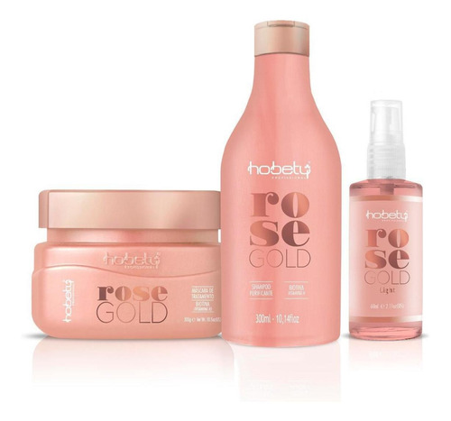 Imagem 1 de 1 de Kit Hobety Rose Shampoo 300ml+máscara 300gr+serum Gold 60ml