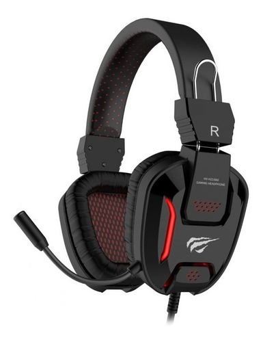 Auricular Gamer C/ Vincha, Cableado Negro Y Rojo Hv-h2168d