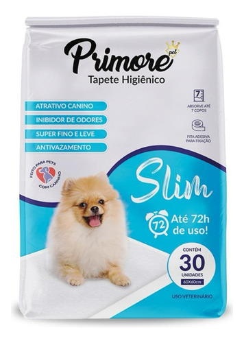 Tapete Higiênico Primore Slim Cães Pet 60x60cm Com 30 Un