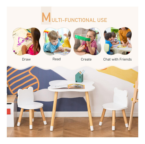 Mesa Y Silla De Niños De Madera Qaba Ideal Para Artes, Linda