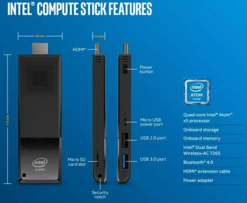 Mini Pc Intel Compute Stick 2gb Ram 32gb Wifi W10 Cast Sd Tv (Usado)