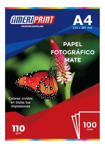 Papel Fotográfico Mate A4 X100 110g Ameriprint