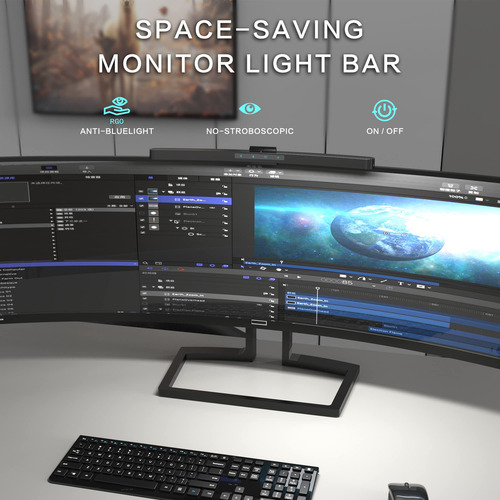 Barra De Luz Do Monitor Onway Curved Com Escurecimento Autom