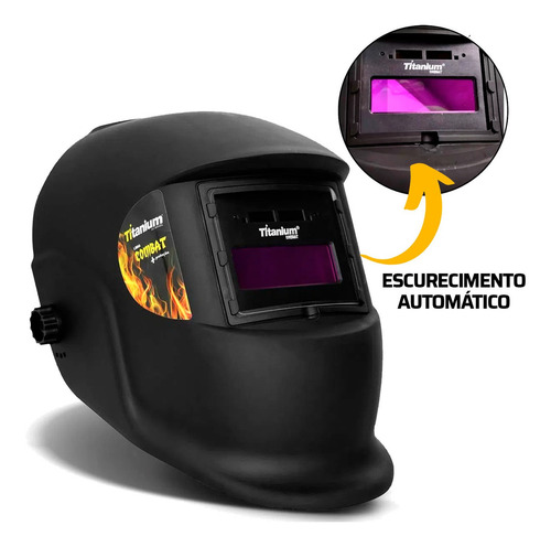 Mascara Solda Capacete Lente Escurecimento Automático Escudo Cor Preta