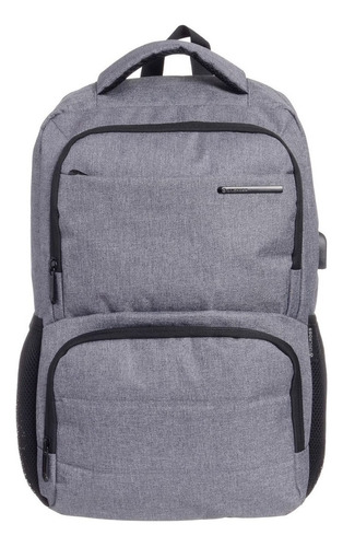 Mochila Urbana Unicross Portanotebook Color Gris Diseño Lisa 25l