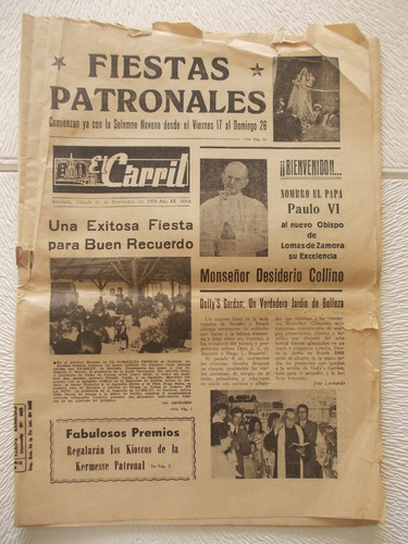 Diario El Carril Nº 1013 Remedios De Escalada Año 1972 (r5)