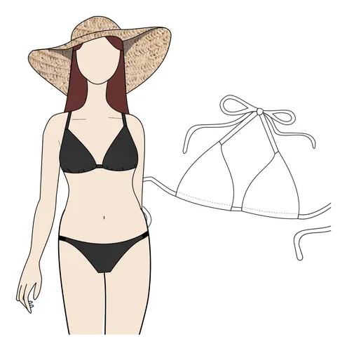 Molde Digital Corpiño De Bikini Para Imprimir En Hoja A4