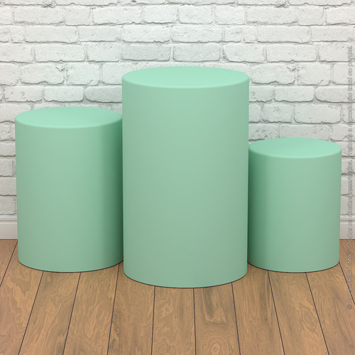Trio Capas De Cilindro Sublimado Liso Verde Claro Veste Fácil Em Tecido