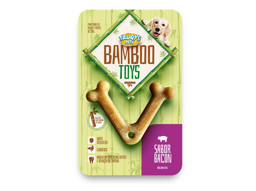 Brinquedo Mordedor Cães Truqys Osso Bamboo Bacon V Pequeno