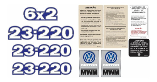 Kit Adesivo Volkswagen 23-220 6x2 Emblema Mwm Caminhão Cmk92