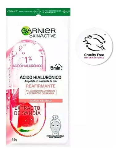 Set De 3 Mascarillas Garnier Ácido Hialurónico + Sandía  