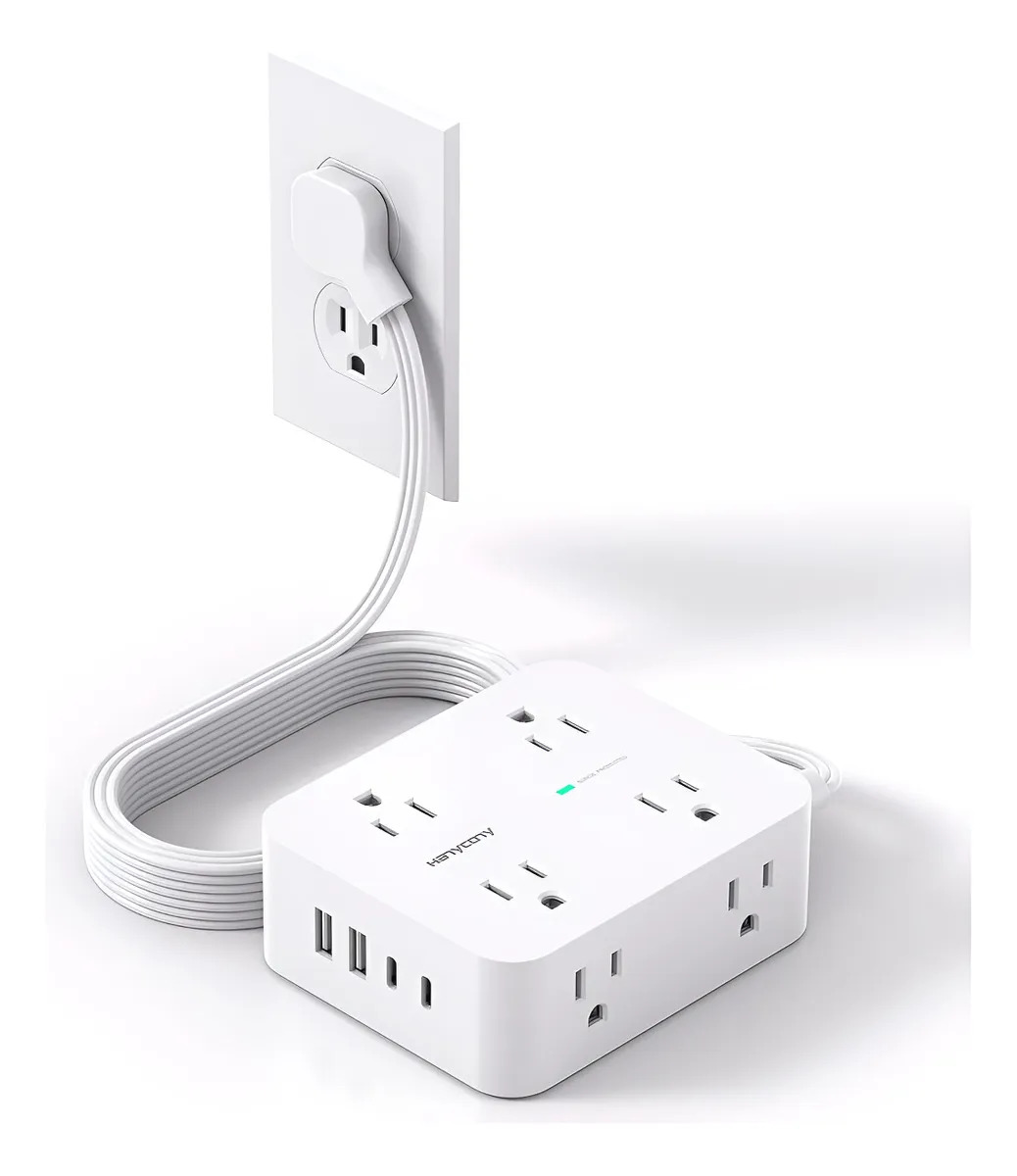 Tira De Alimentación 12 En 1 Con Usb Y Protección Blanco