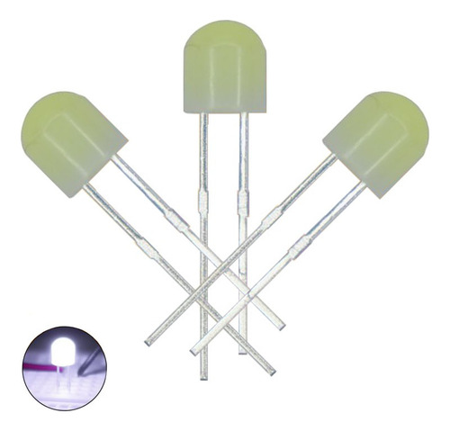 10 X Led 360 5mm Straw Hat 4.8mm Ultra Brillante Blanco
