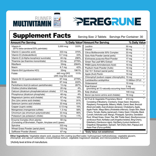 Peregrune Multivitaminas Runner Con Omega 3 Y Antioxidantes