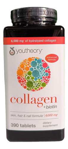 Colágeno+ Biotin 6000 Mg 390 Cápsulas Importadas Youtheory