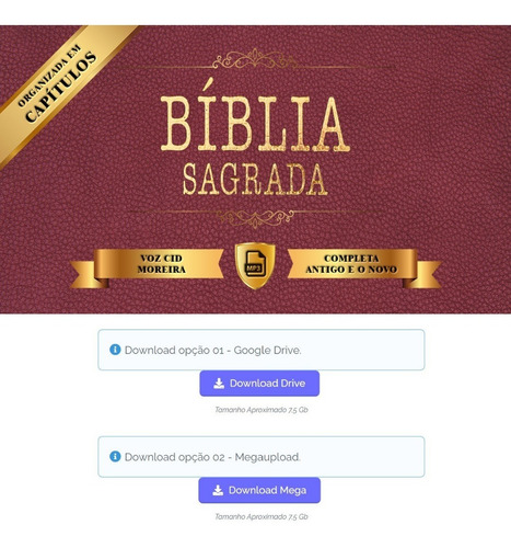 Imagem 2 de 3 de Bíblia Narrada Cid Moreira Completa Mp3 Digital Link