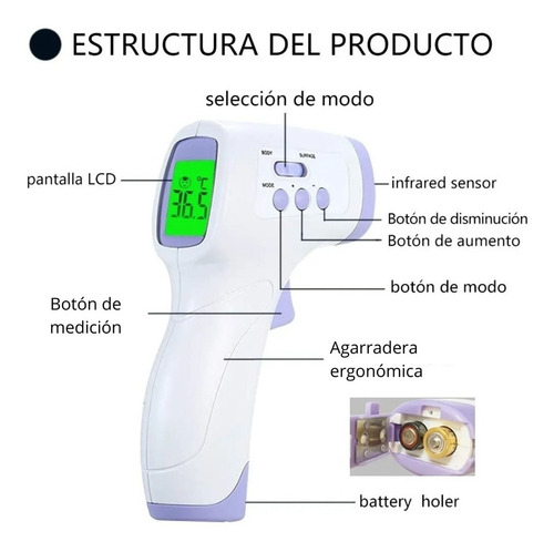 Termómetro Digital Infrarrojo Medico Corporal Sin Contacto