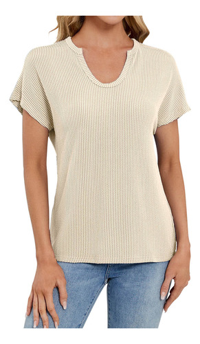 Camiseta Holgada Casual De Manga Corta Raglán Con Cuello En