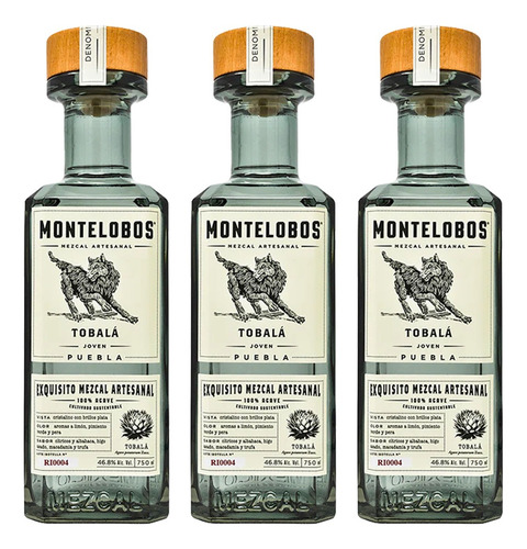 Pack De 3 Mezcal Joven 100% Montelobos Tobala 750ml