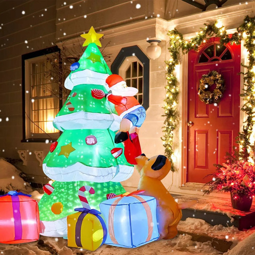 Inflable De Navidad Decor Navidenos Con Luz De Nieve 2.1m