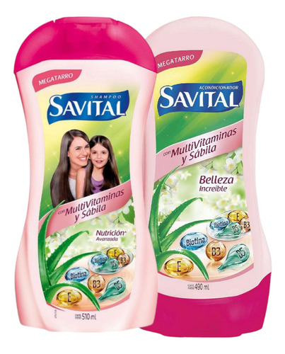 Shampoo Y Acondicionador Savital Multivitaminas Y Sábila 