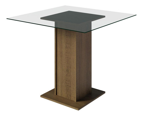 Madesa Comedor Mesa Cristal 4 Sillas Noemí Rústic/imperial