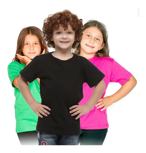 Imagem 1 de 3 de Roupa De Criança Infantil Menina Menino Básica Lisa Camiseta