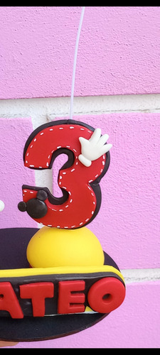 Vela Para Pastel Mickey Mouse Pasta Flexible Personalizada