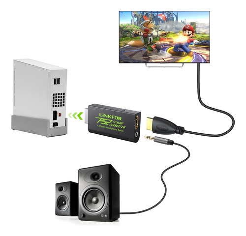 Link Conversor Ps2 Para Hdmi Com Conector De Áudio De 3,5 Mm