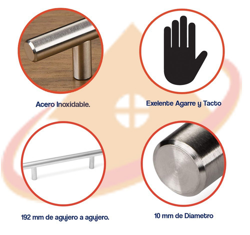 Manija Barral Cajon Acero Inoxidable 192mm