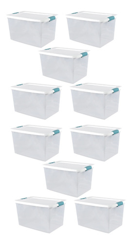 10 Cajas De Plastico Sterilite 61 Litros Transparente