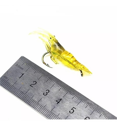 10 Isca Artificial Aromatizada Camarão Silicone Anzol Pesca