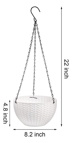 Maceta Colgante De Riego Automático De 20 Cm, Color Blanco