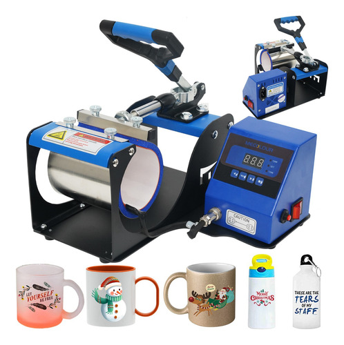 Prensa Sublimadora Transfer Térmica Cilíndrica 110v Mecolour Cor Azul 220V