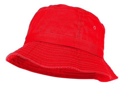 Sombrero Pescador Unisex 100% Algodón Lavado Teñido Con Rojo