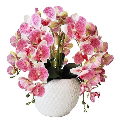 Arranjo De Mesa Orquídeas Artificiais No Vaso Montado | Frete grátis