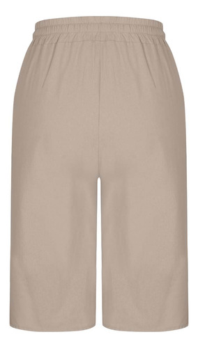 Pantalones Cortos De Cintura Elástica Con Bolsillos De Lino