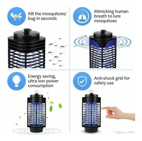 Lampara Mata Mosquitos Mosquitero Electrico Portatil Luz Led