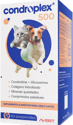 Condroplex 500mg Suplemento Cães E Gatos 60 Comprimidos