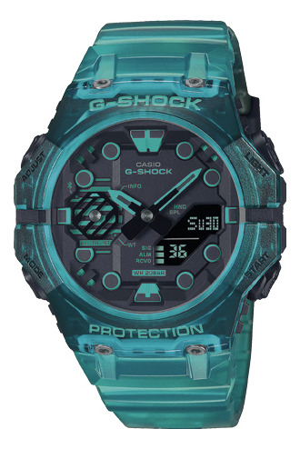 Reloj Casio G-shock Ga-b001g-2adr Color de la correa Turquesa Color del bisel Turquesa Color del fondo Gris
