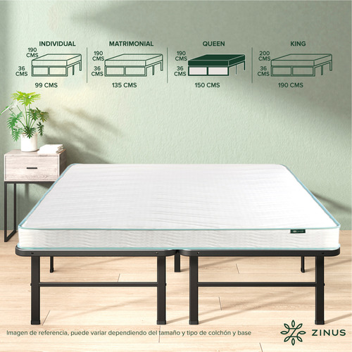 Zinus | Cama Completa Base + Colchón Queen Rumi