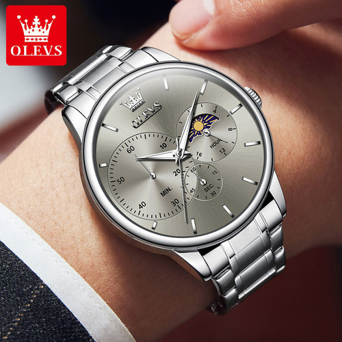 Reloj De Cuarzo Luminoso De Lujo Olevs Moon Phase